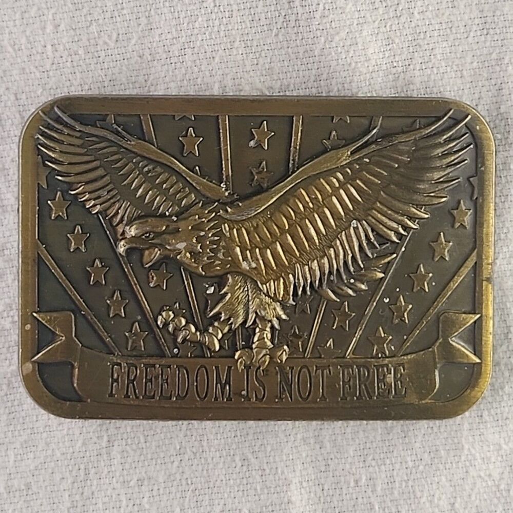 Belt Buckle Freedom Is Not Free 3D Eagle Stars Stripes Patriot 2014 Sponsor